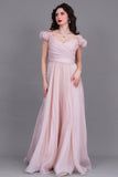 Evening dress with ruffle sleeves, pink