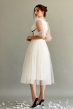 White tulle dress with crochet cut