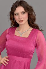 فستان سهره شيفون بفصوص كريستال لون فوشي