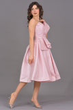 Evening dress with pleated top, pink color