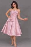 Evening dress with pleated top, pink color