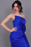 Evening dress with split design, indigo color