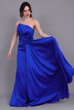 Evening dress with split design, indigo color