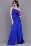 Evening dress with split design, indigo color