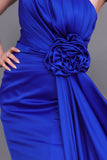 Evening dress with split design, indigo color