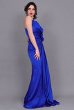 Evening dress with split design, indigo color