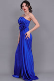 Evening dress with split design, indigo color