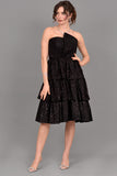 Short layered sequin evening dress, black