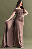 Brown satin evening dress 