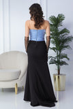 Evening dress with split design, sky blue