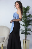 Evening dress with split design, sky blue