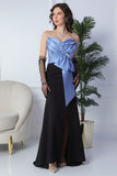 Evening dress with split design, sky blue