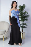 Evening dress with split design, sky blue