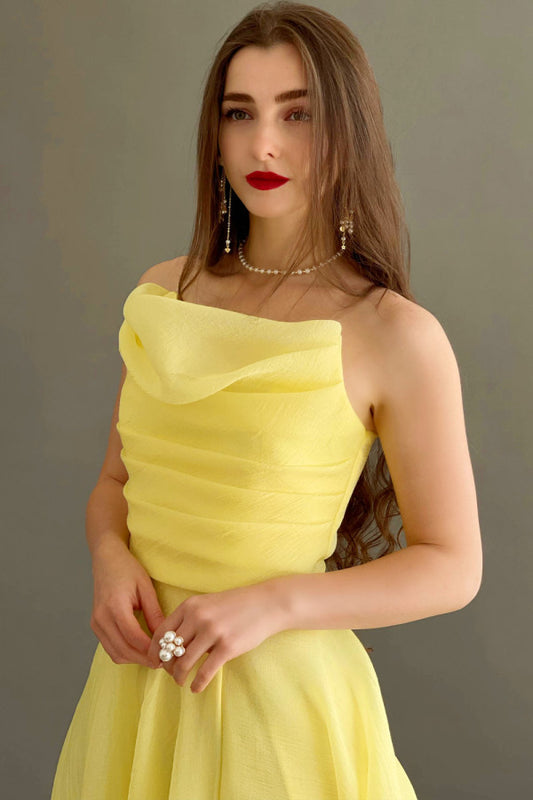 Elegant yellow evening dress