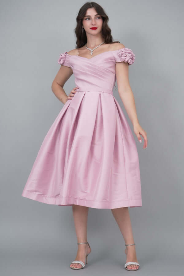 Mid-length tufted dress, pink color