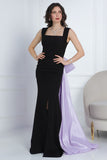 Evening dress with a bow design with a tail in the back, mauve color