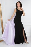 Evening dress with a bow design with a tail in the back, mauve color