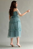 Tulle evening dress with ruffles