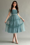 Tulle evening dress with ruffles