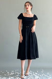 Jersey midi dress with belt at the waist