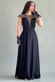 Black embroidered evening dress