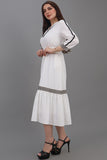 Embroidered linen maxi dress with sleeves