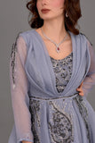 Embroidered organza evening dress