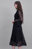 Short lace dress with feathers, black