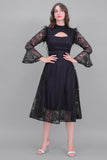 Short lace dress with feathers, black