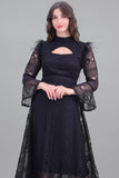 Short lace dress with feathers, black