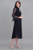 Short lace dress with feathers, black