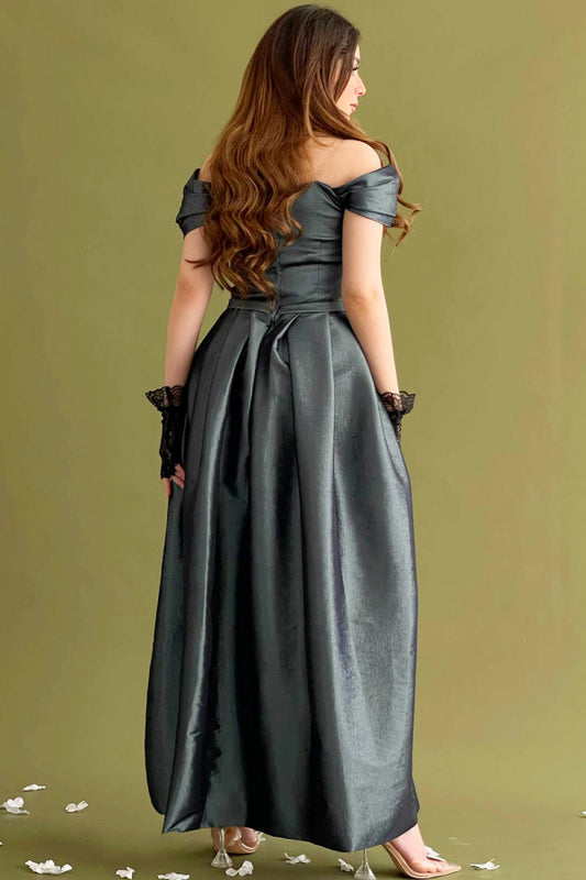 Olive taffeta dress