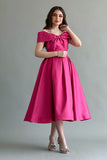 Off-shoulder evening dress with bow