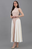 Beige pleated maxi dress