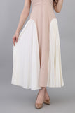 Beige pleated maxi dress