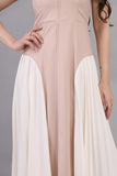 Beige pleated maxi dress