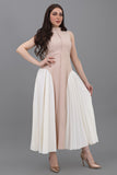 Beige pleated maxi dress