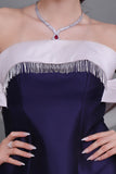 Mikado taffeta evening dress with a bow at the back