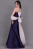 Mikado taffeta evening dress with a bow at the back