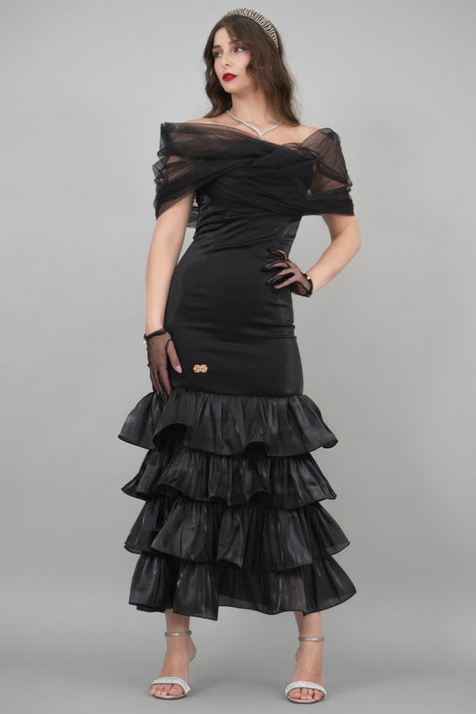 Black layered maxi dress