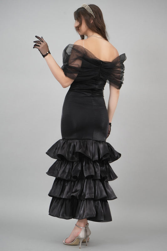 Black layered maxi dress