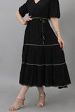 Black midi maxi dress with belt