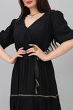 Black midi maxi dress with belt