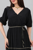 Black midi maxi dress with belt