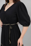 Black midi maxi dress with belt