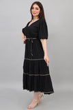 Black midi maxi dress with belt