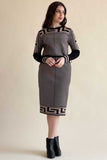 Midi dress with interlaced stripes 