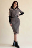 Midi dress with interlaced stripes 