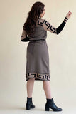 Midi dress with interlaced stripes 