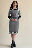 Midi dress with interlaced stripes 